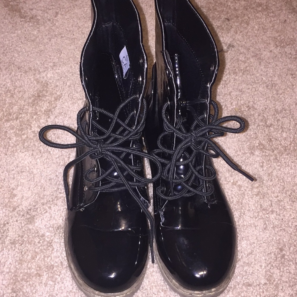 Black patent leather boots
